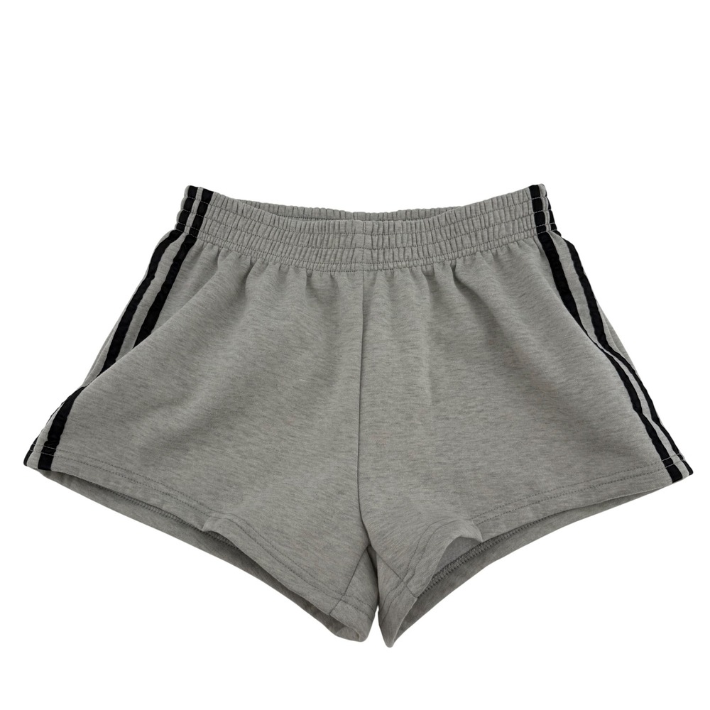 Gray Athletic Shorts with Black Side Stripes